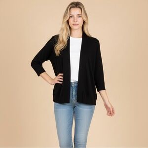 Classic Black Open-Front Cardigan
